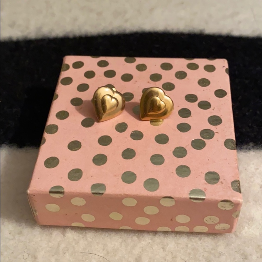 Betsey Johnson gold heart studs